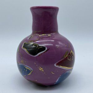 Very Rare Mt. Washington Raspberry Mauve Glossy Lava Glass Sicilian Ware Vase